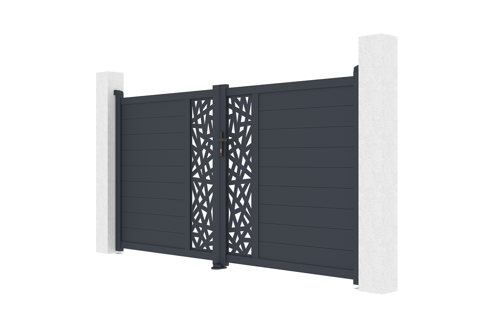 Portail battant 3m RUIVO H.160cm aluminium gris 3