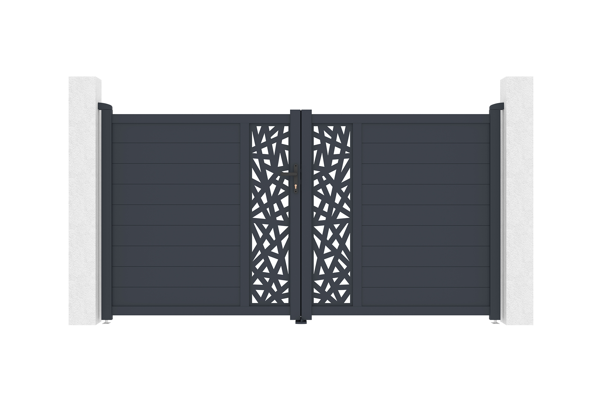 Portail battant 3m RUIVO H.160cm aluminium gris 5