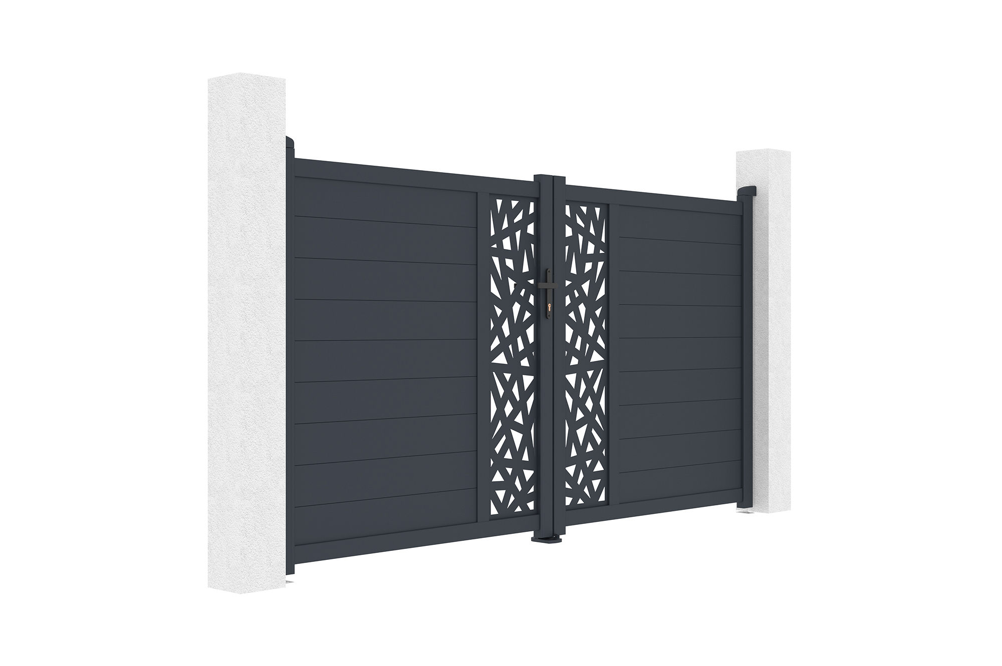 Portail battant 3m RUIVO H.160cm aluminium gris 6