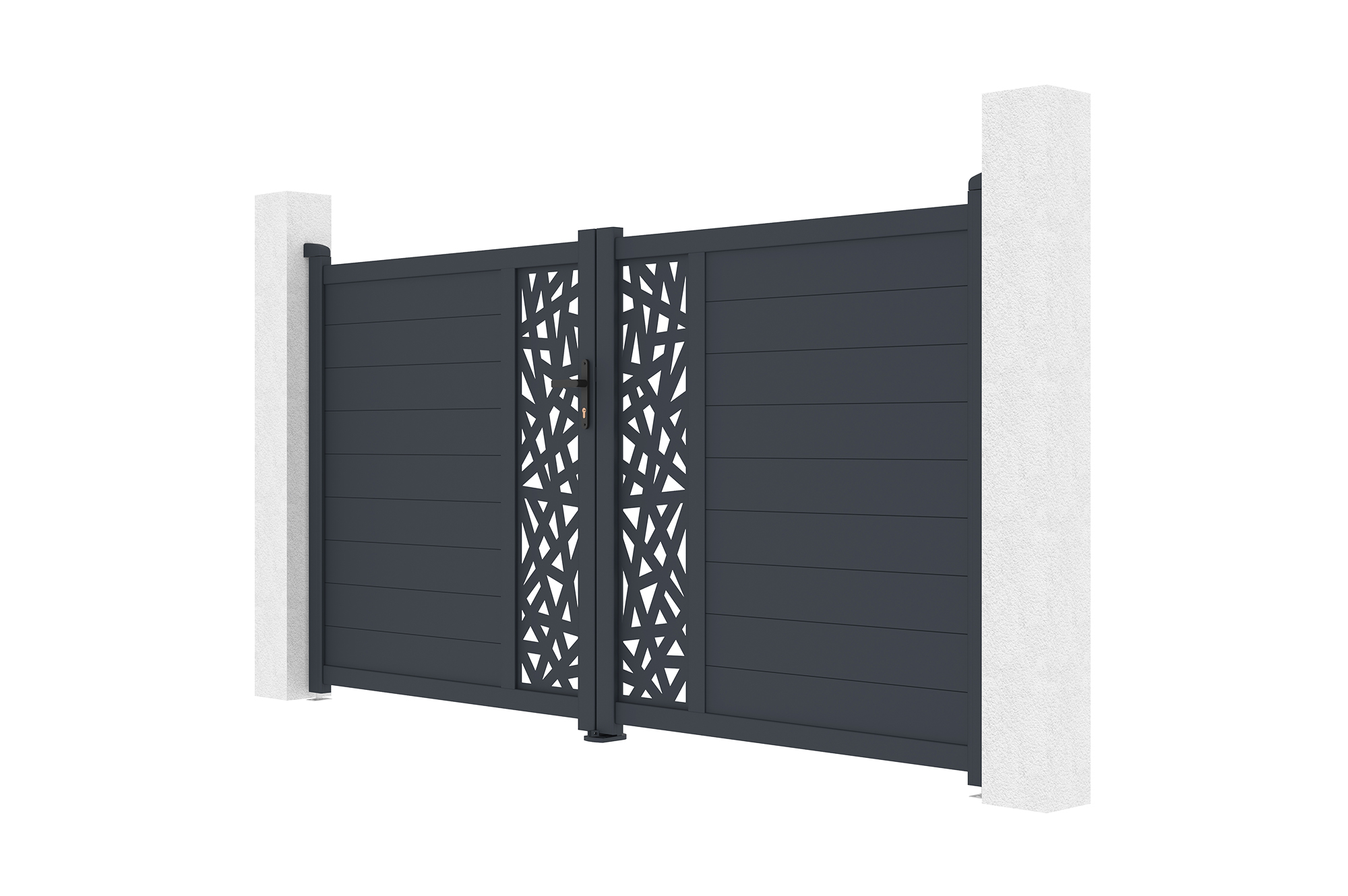 Portail battant 3m RUIVO H.160cm aluminium gris 7