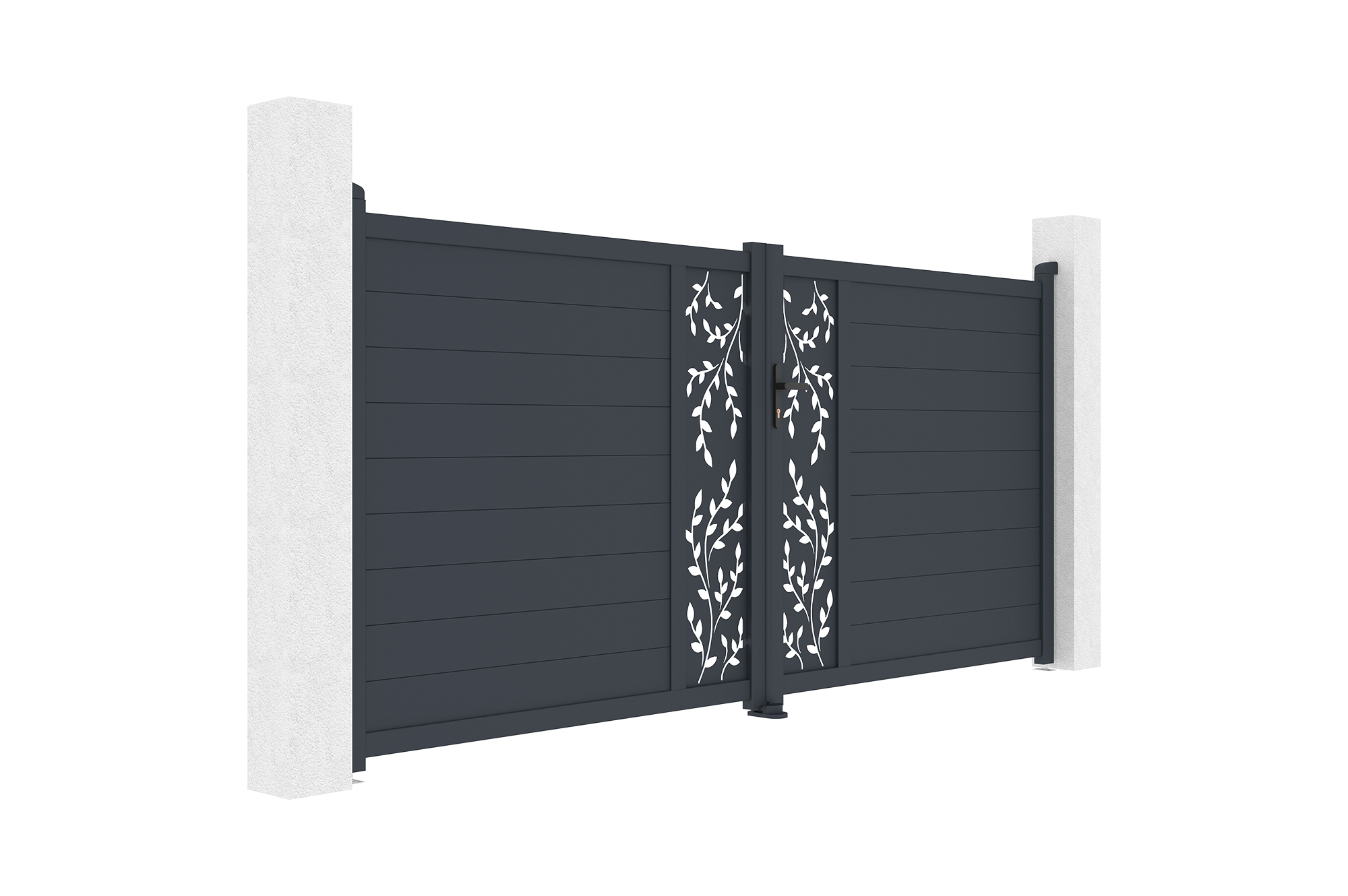 Swing gate 3.5m FOLYA H.160cm gray aluminum 3
