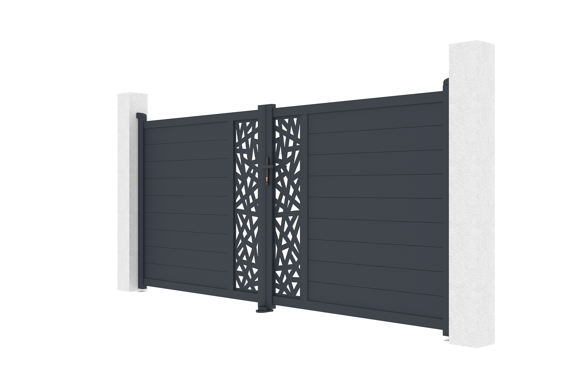 Swing gate 3.5m RUIVO H.160cm gray aluminum 3