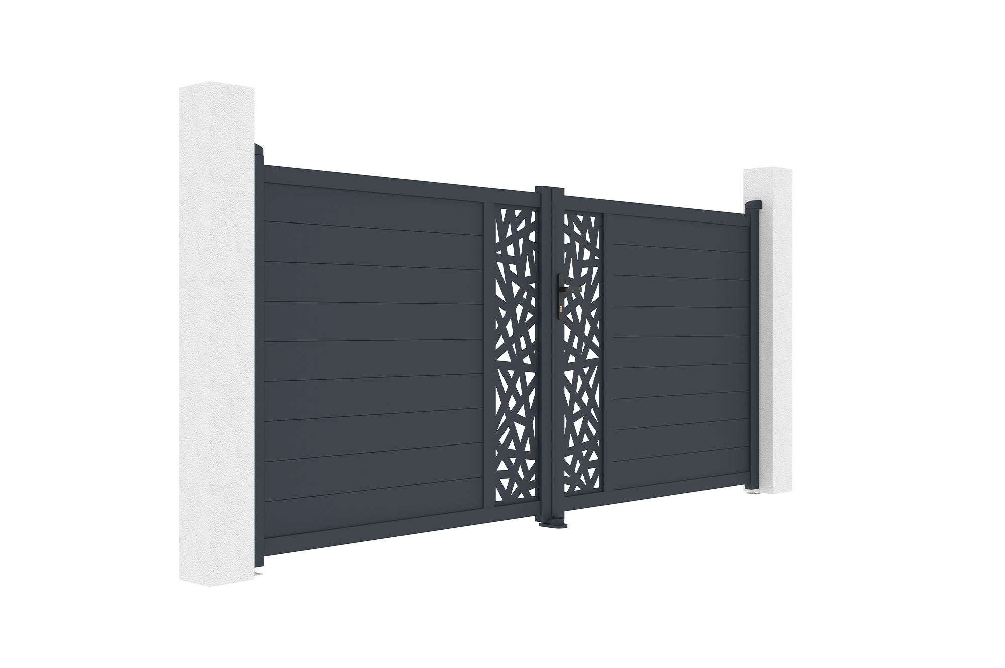 Swing gate 3.5m RUIVO H.160cm gray aluminum 2