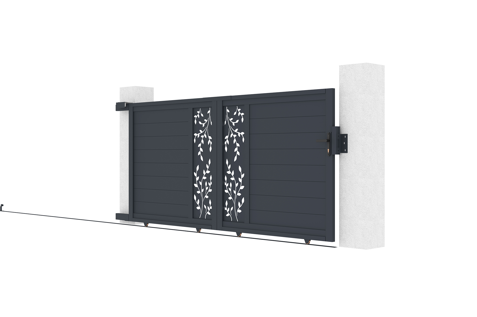 Brama przesuwna FOLYA 3m, wysokość 140cm, szare aluminium 7