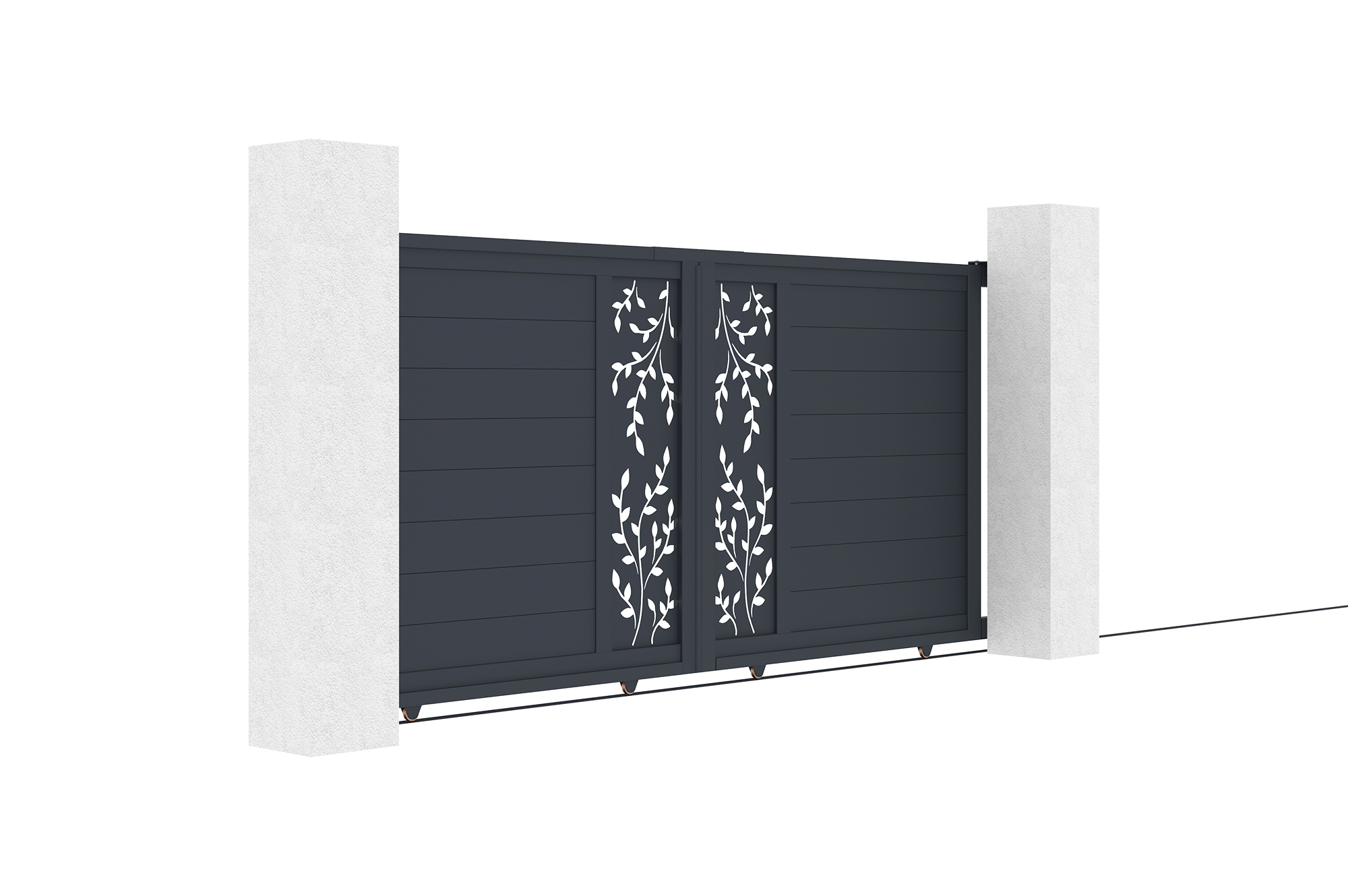 Brama przesuwna FOLYA 3m, wysokość 140cm, szare aluminium 2