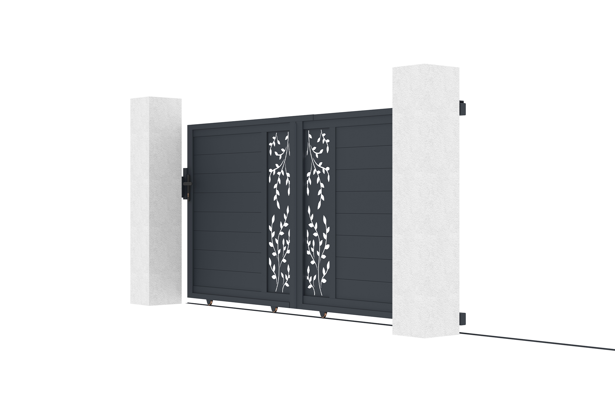 Brama przesuwna FOLYA 3m, wysokość 140cm, szare aluminium 3