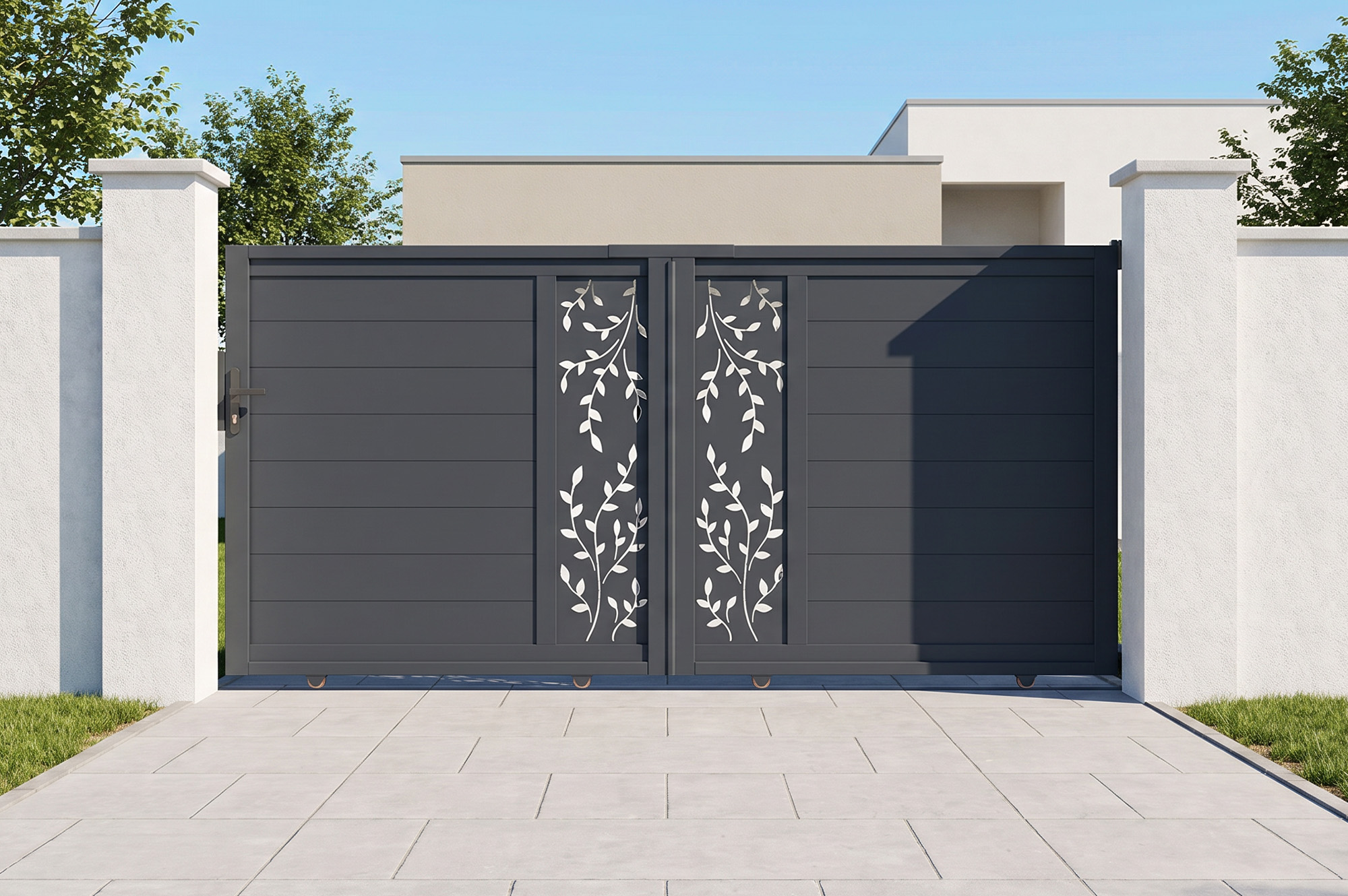 FOLYA 3m Sliding Gate, 140cm High, Grey Aluminium main_image