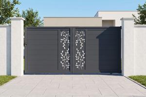 FOLYA 3 m Schiebetor, 140 cm hoch, graues Aluminium main image
