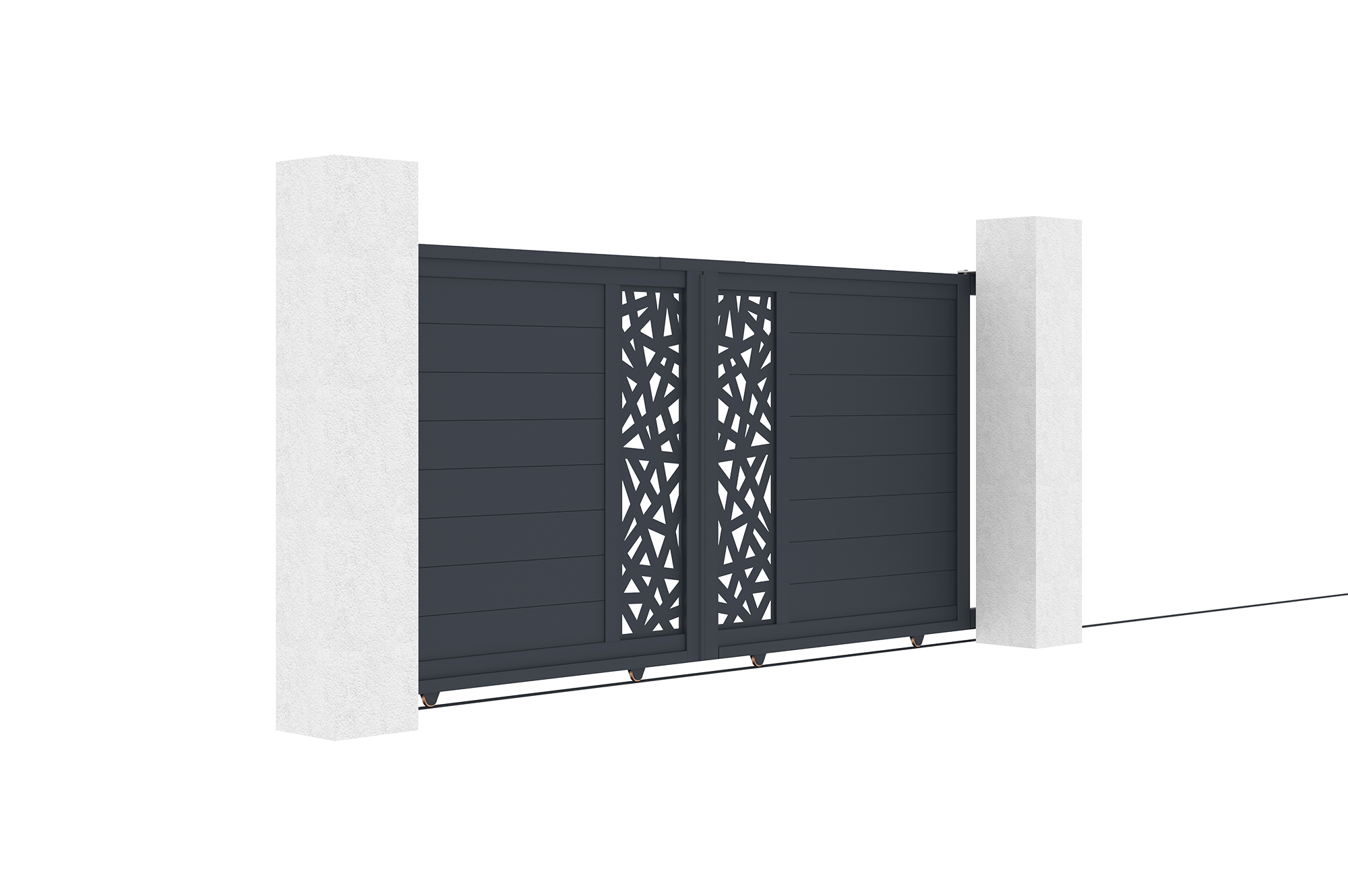 Brama przesuwna RUIVO 3m, wysokość 140cm, szare aluminium 2