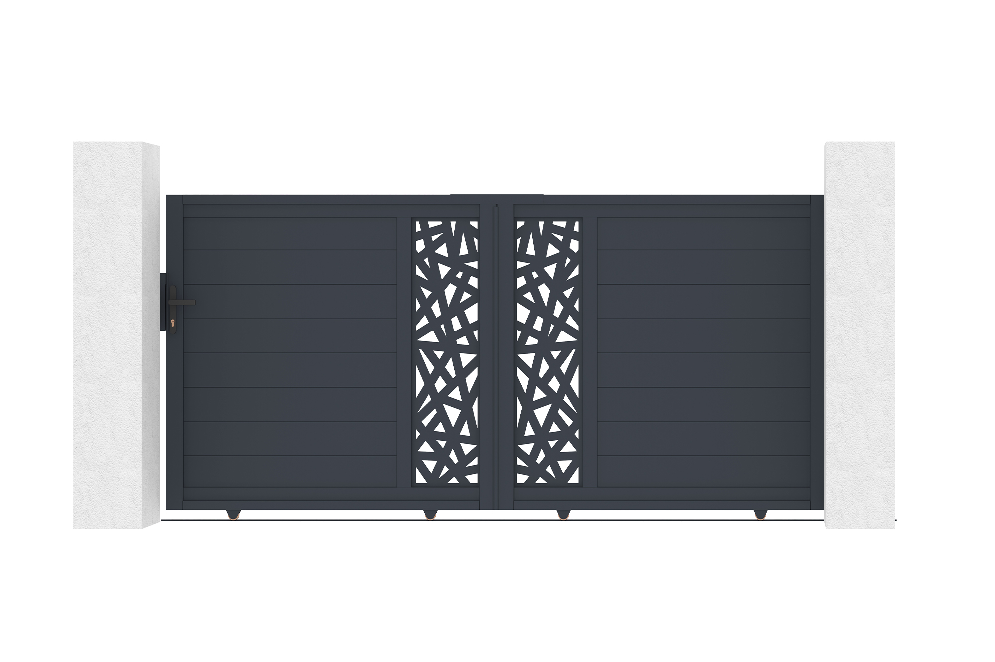RUIVO 3m skydeport, 140cm høj, grå aluminium 2