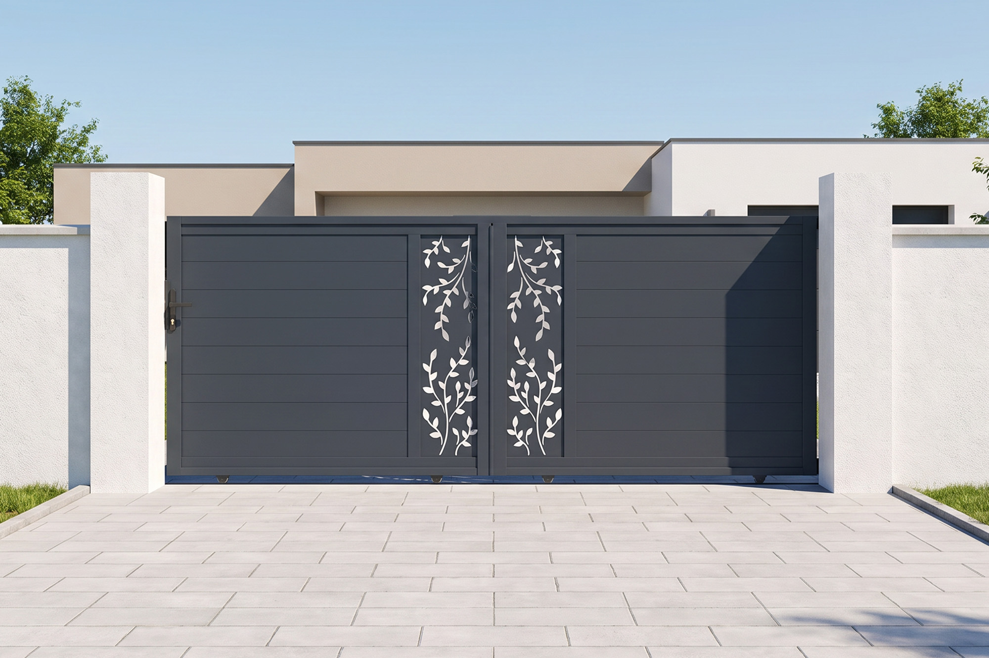 FOLYA 3.5m Sliding Gate, 140cm High, Grey Aluminium main_image