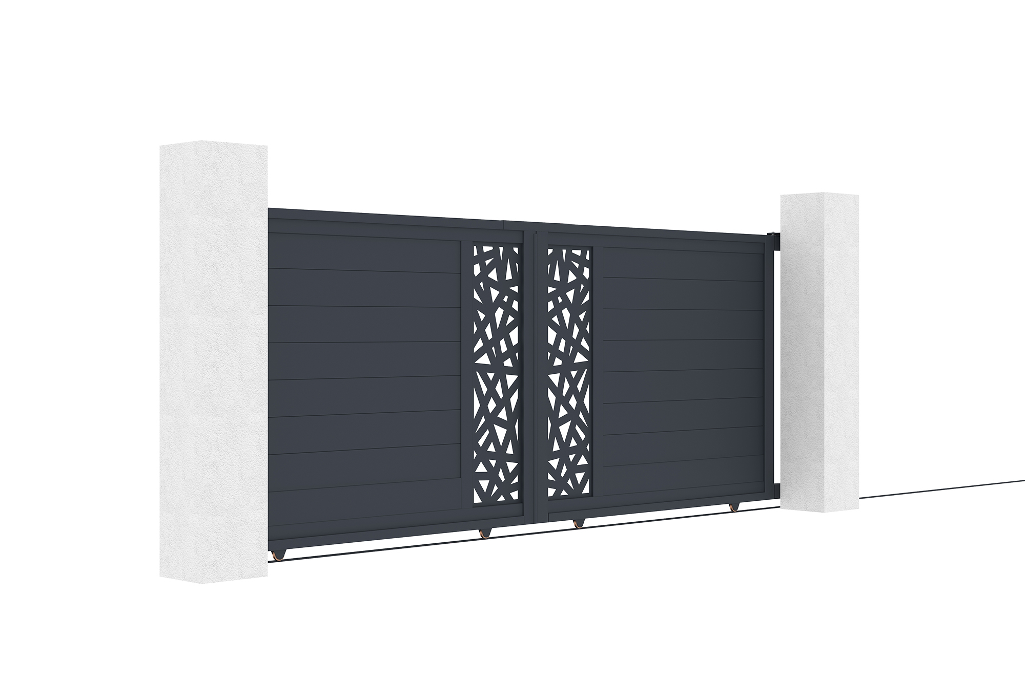 Portail coulissant 3,5m RUIVO H.140cm aluminium gris 2