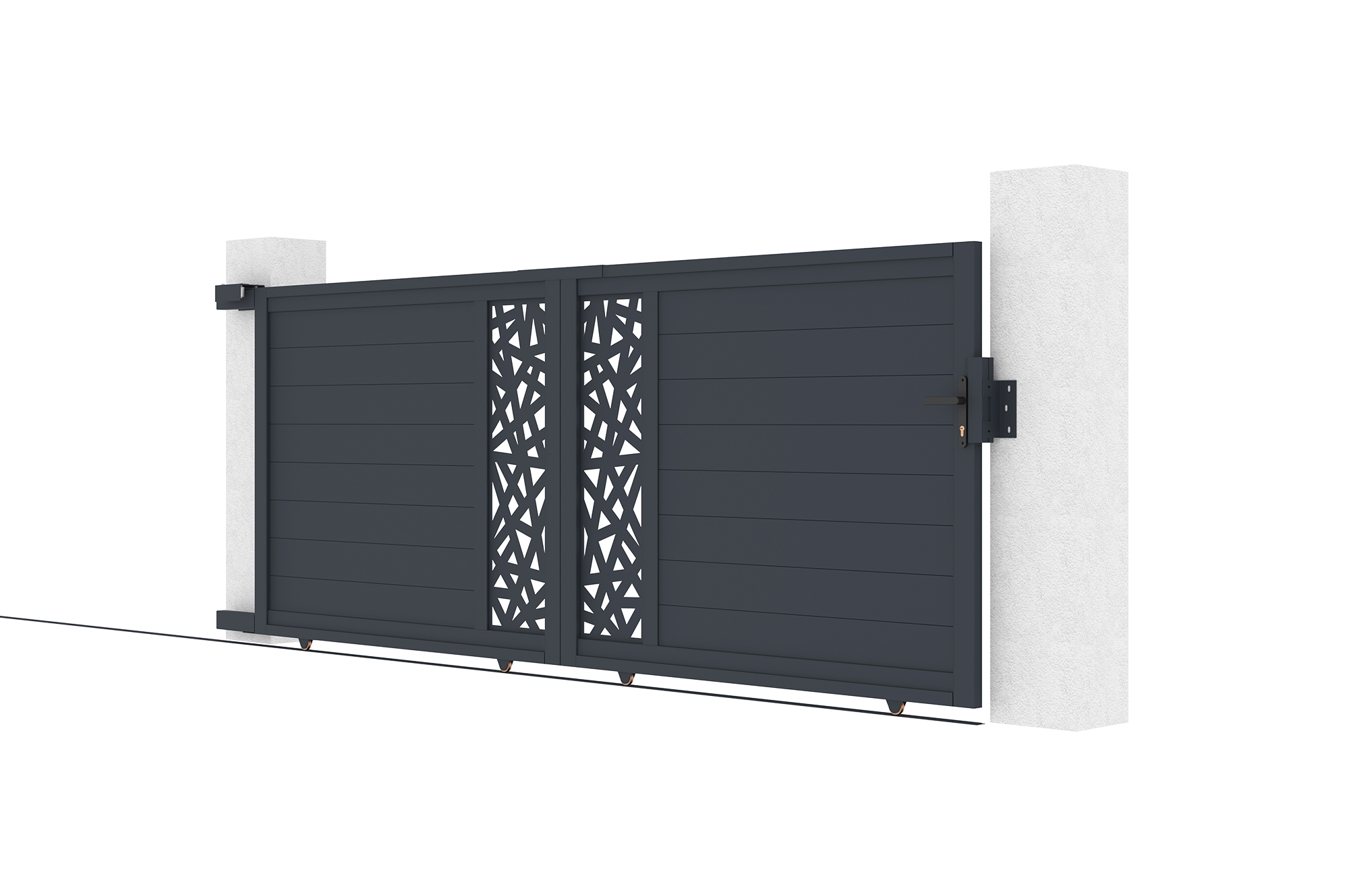 Portail coulissant 3,5m RUIVO H.140cm aluminium gris 7