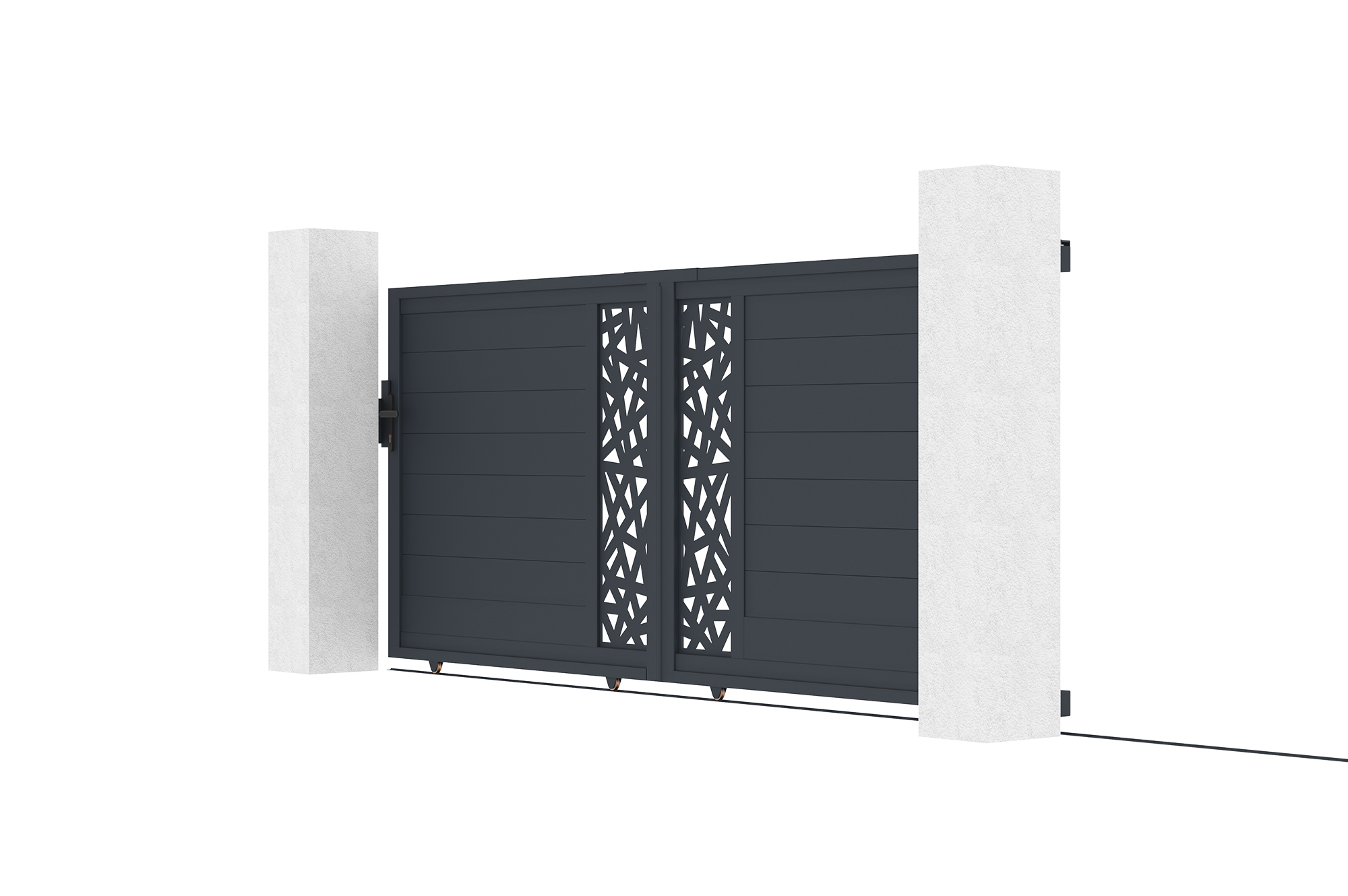 Portail coulissant 3,5m RUIVO H.140cm aluminium gris 3