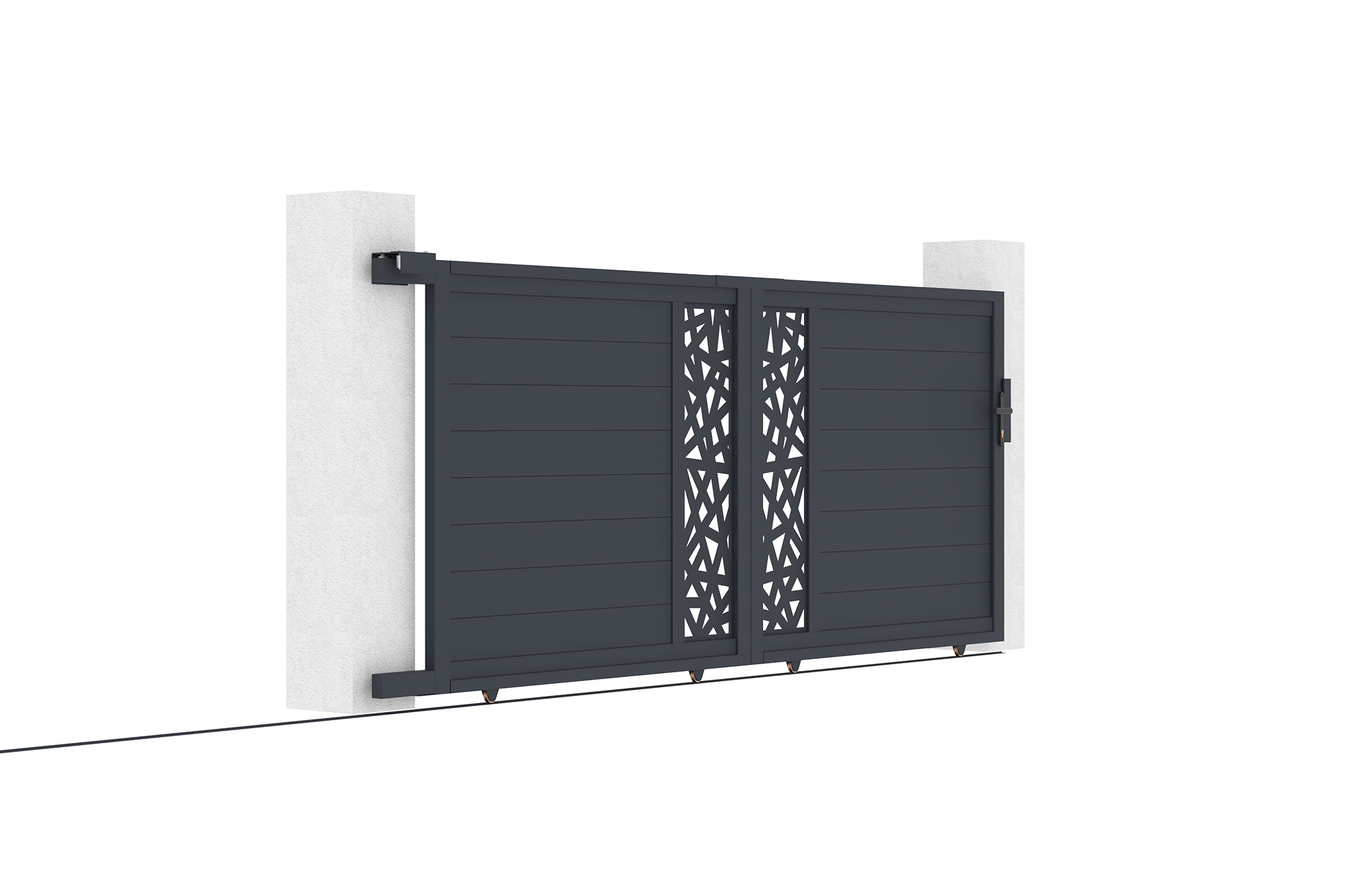 Portail coulissant 3,5m RUIVO H.140cm aluminium gris 6