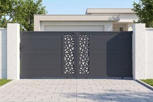 Portail coulissant 3,5m RUIVO H.140cm aluminium gris main image