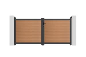 ATHOS 3m H.140cm teak composite wood swing gate with aluminum frame + BUNKER B500 motor 2