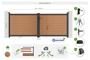 Cancello a battente ATHOS in legno massello composito, altezza 3,5 m (140 cm), colore teak, con telaio in alluminio. 5