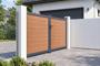 Cancello a battente ATHOS 3m H.160cm in legno massello composito color teak con telaio in alluminio 11