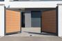 Cancello a battente ATHOS 3m H.160cm in legno massello composito color teak con telaio in alluminio 6