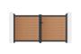 Cancello a battente ATHOS 3m H.160cm in legno massello composito color teak con telaio in alluminio 2