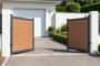ATHOS 3.5m H.160cm solid wood composite swing gate in teak with aluminum frame 5