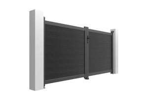 ATHOS 3m H.140cm Antracietgrijze composiet houten draaipoort met aluminium frame + BUNKER B500 motor 3