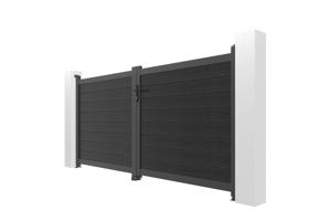 ATHOS 3m H.140cm Antracietgrijze composiet houten draaipoort met aluminium frame + BUNKER B500 motor 4