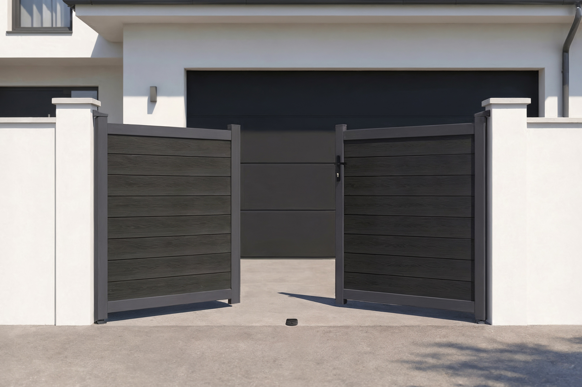 ATHOS 3m H.140cm anthracite grey solid wood swing gate with aluminum frame 6