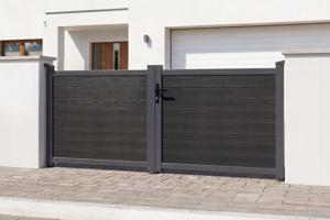 ATHOS 3m H.140cm Antracietgrijze composiet houten draaipoort met aluminium frame + BUNKER B500 motor 11