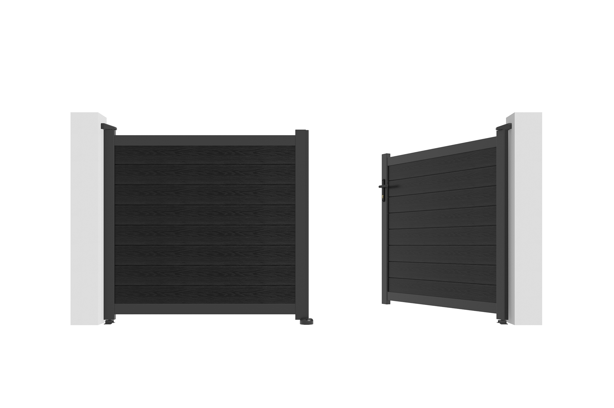 ATHOS 3m H.140cm anthracite grey solid wood swing gate with aluminum frame 15
