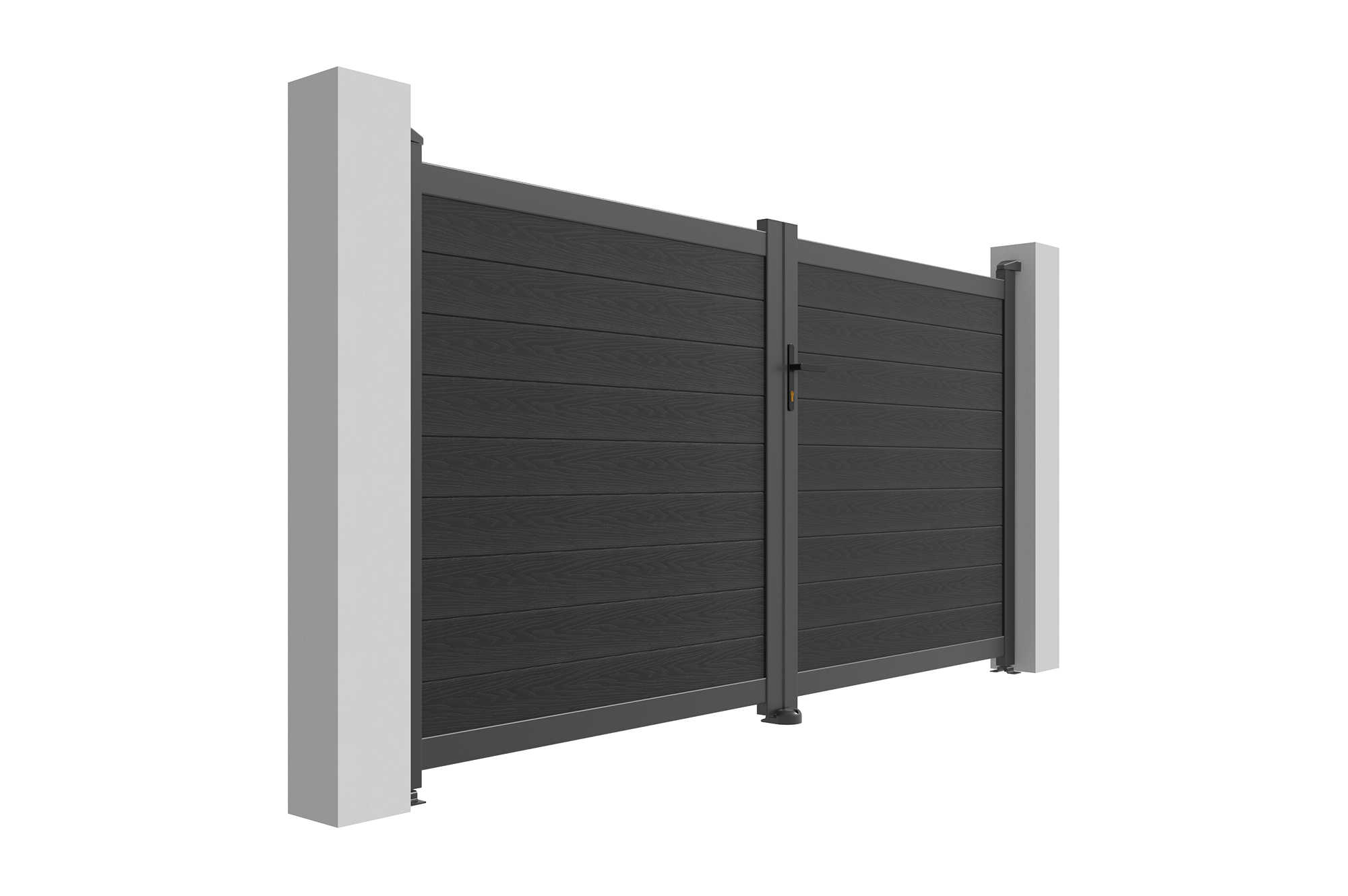 ATHOS 3m H.160cm anthracite grey solid wood swing gate with aluminum frame 3