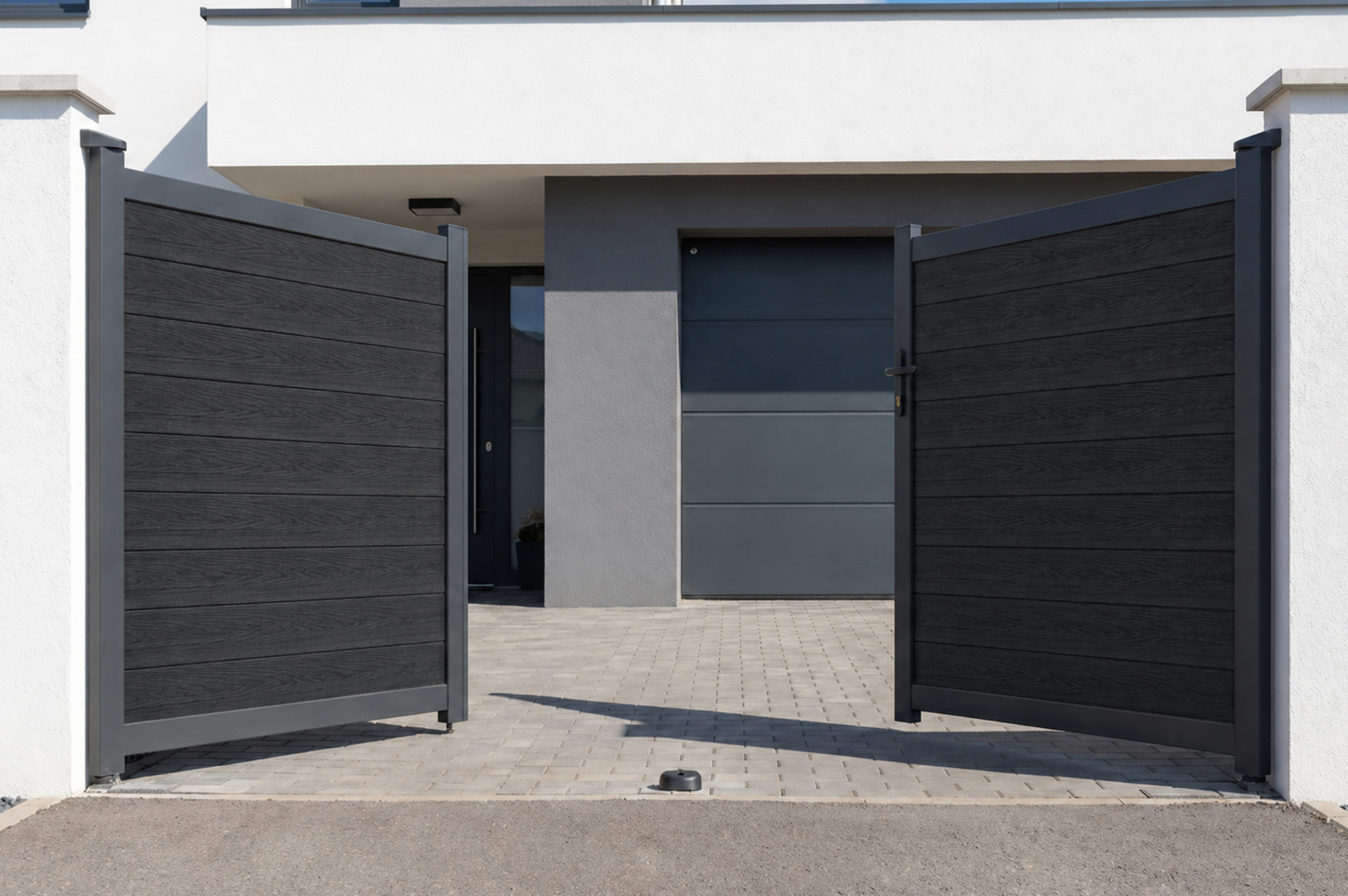 ATHOS 3m H.160cm anthracite grey solid wood swing gate with aluminum frame 6