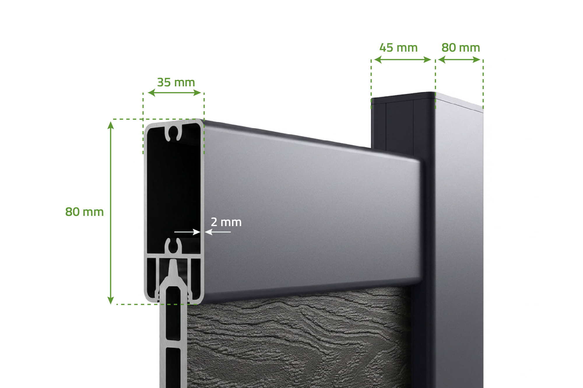 ATHOS 3m H.160cm anthracite grey solid wood swing gate with aluminum frame 13
