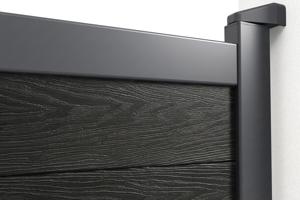 ATHOS 3,5 m H.160 cm Antracietgrijze composiet houten draaipoort met aluminium frame + 2 aluminium palen 20x20 cm 8