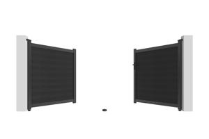 ATHOS 3,5 m H.160 cm Antracietgrijze composiet houten draaipoort met aluminium frame + 2 aluminium palen 20x20 cm 18
