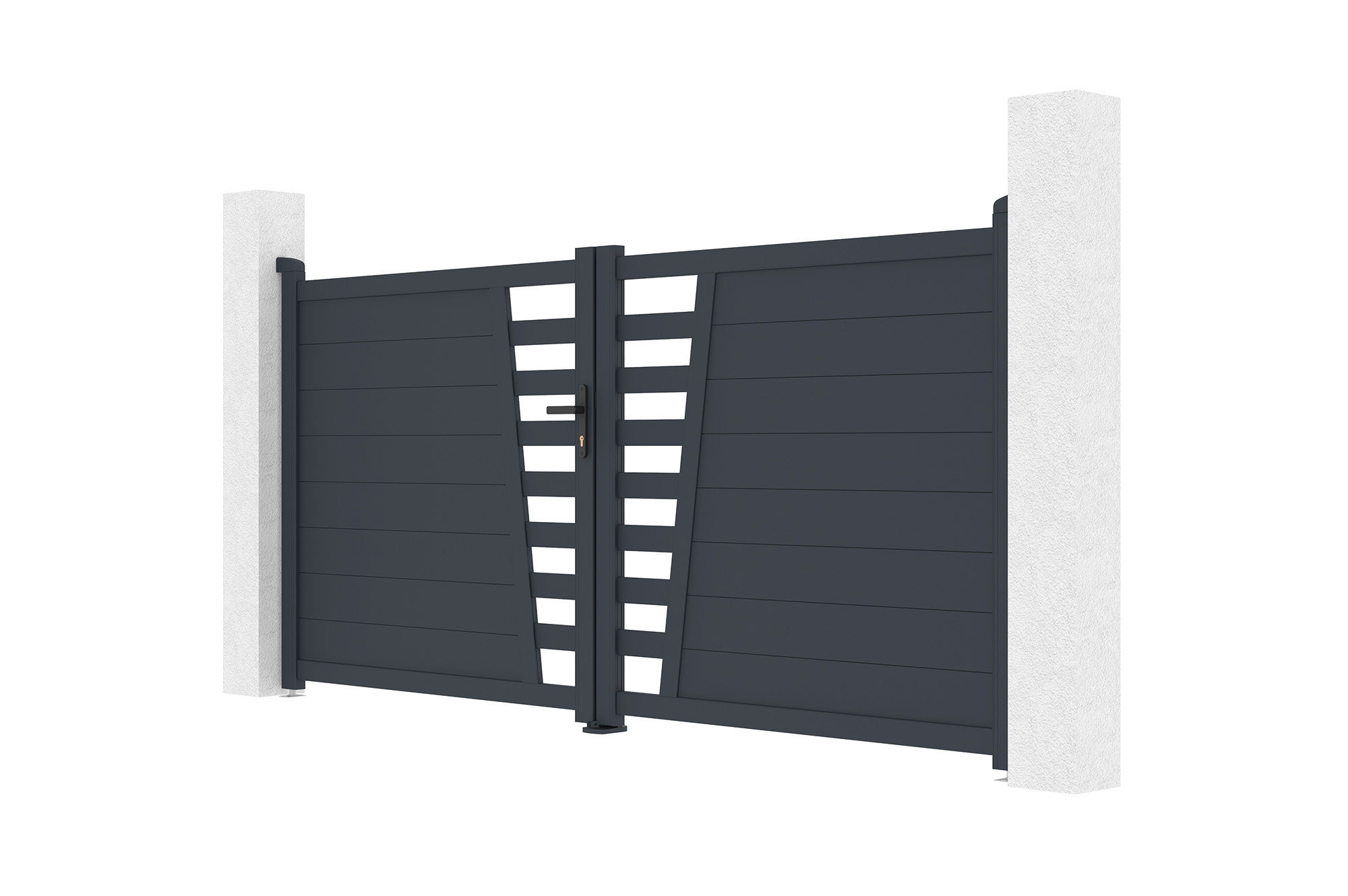 Portão de batente 3m CERVINA H.140cm alumínio cinza 9