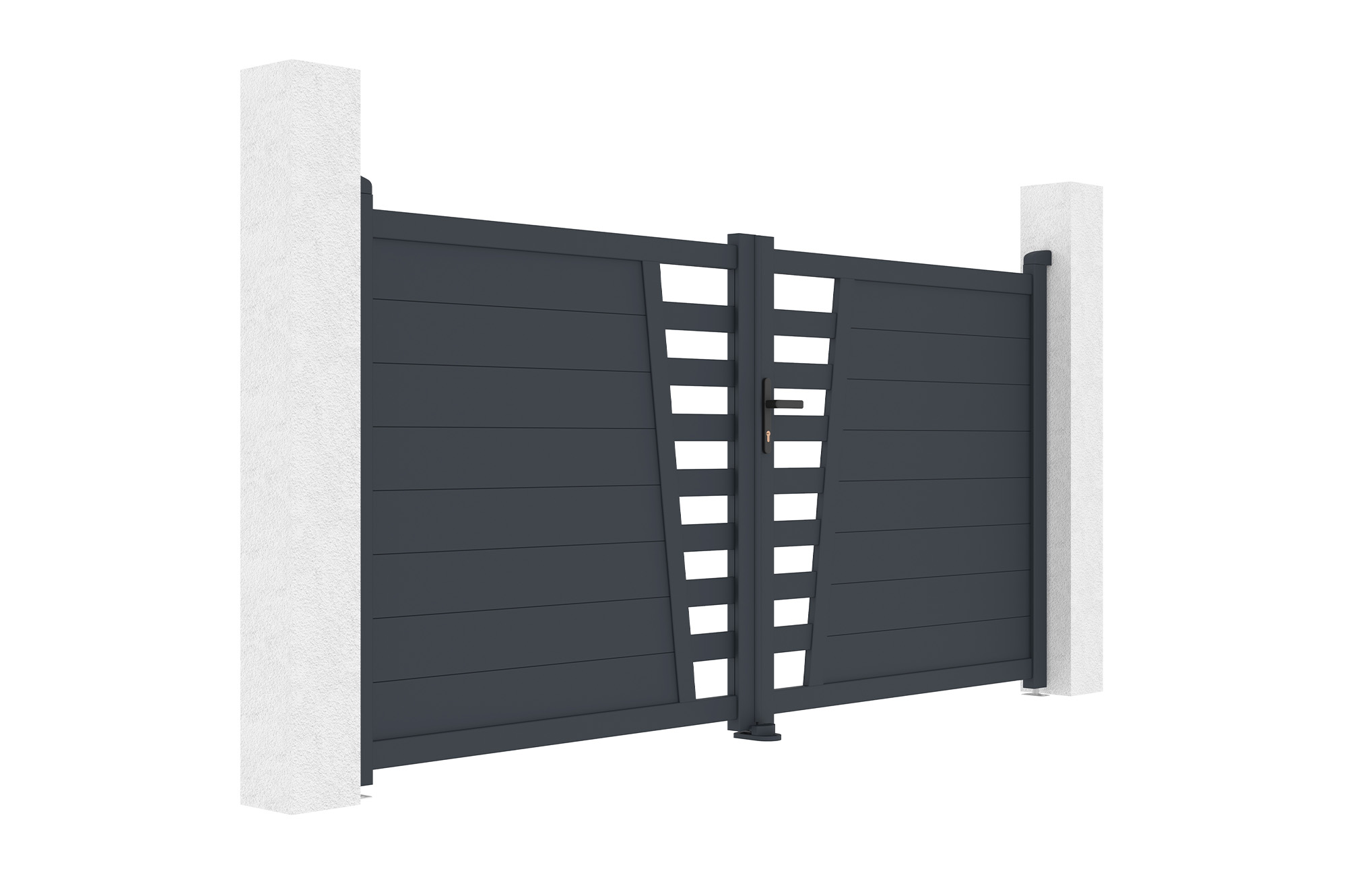 Portão de batente 3m CERVINA H.140cm alumínio cinza 3