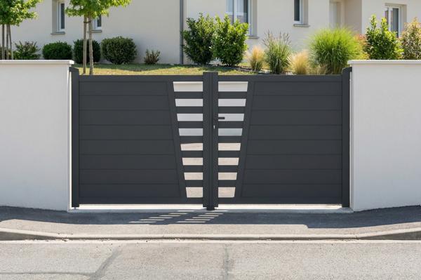 Swing gate 3m CERVINA H.140cm gray aluminum main image