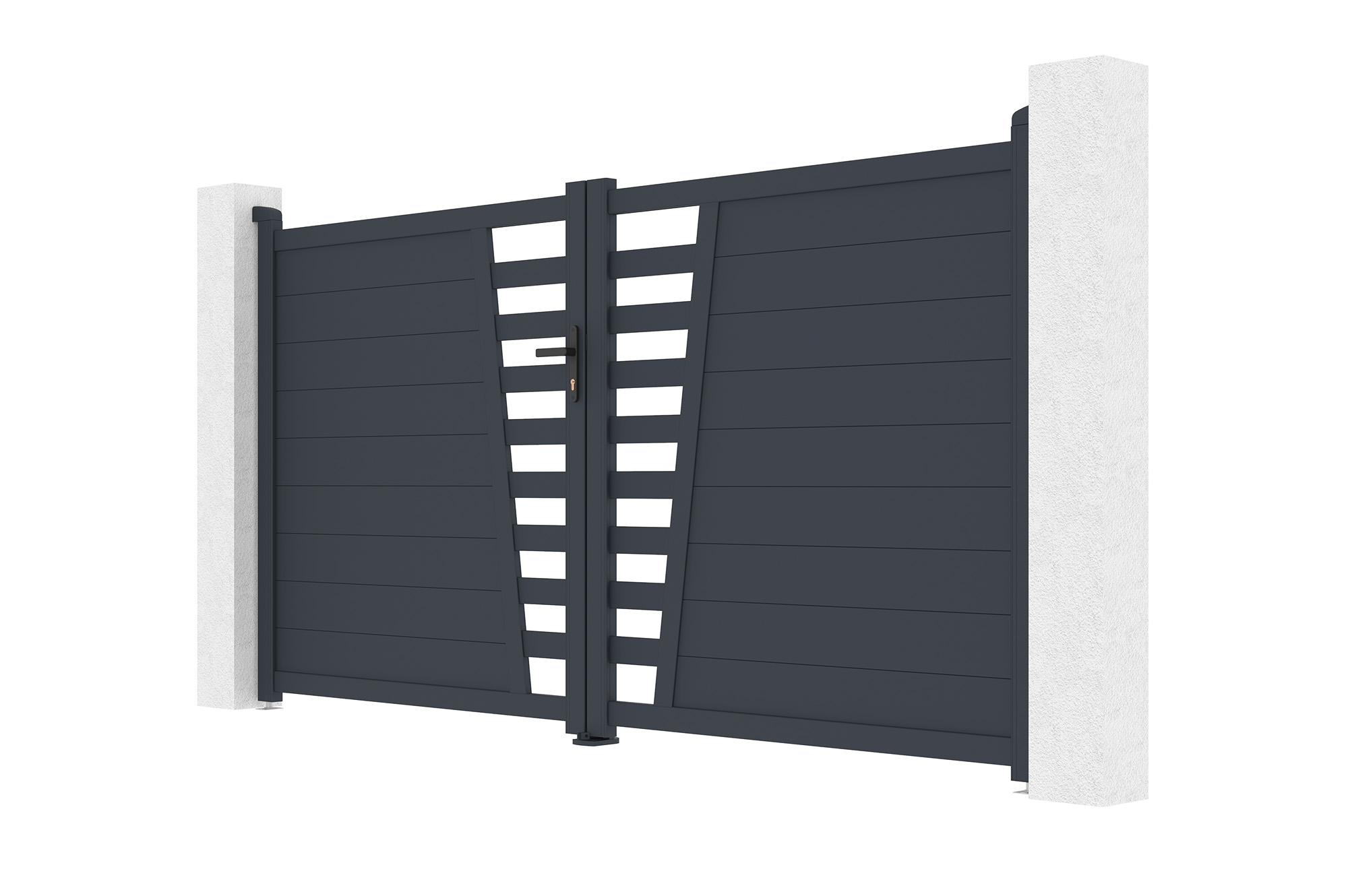 Portão de batente 3m CERVINA H.160cm alumínio cinza 9