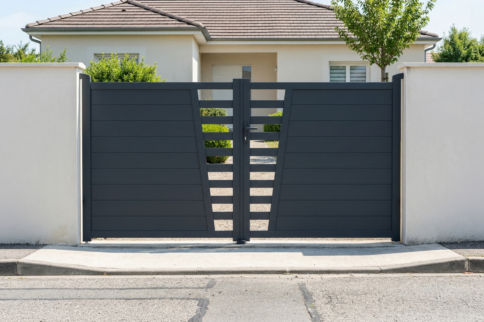 Portão de batente 3m CERVINA H.160cm alumínio cinza 1