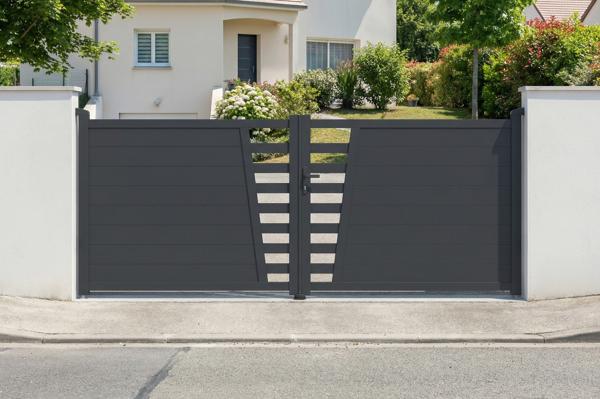 Swing gate 3.5m CERVINA H.140cm gray aluminum main image