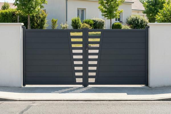 Swing gate 3.5m CERVINA H.160cm gray aluminum main image