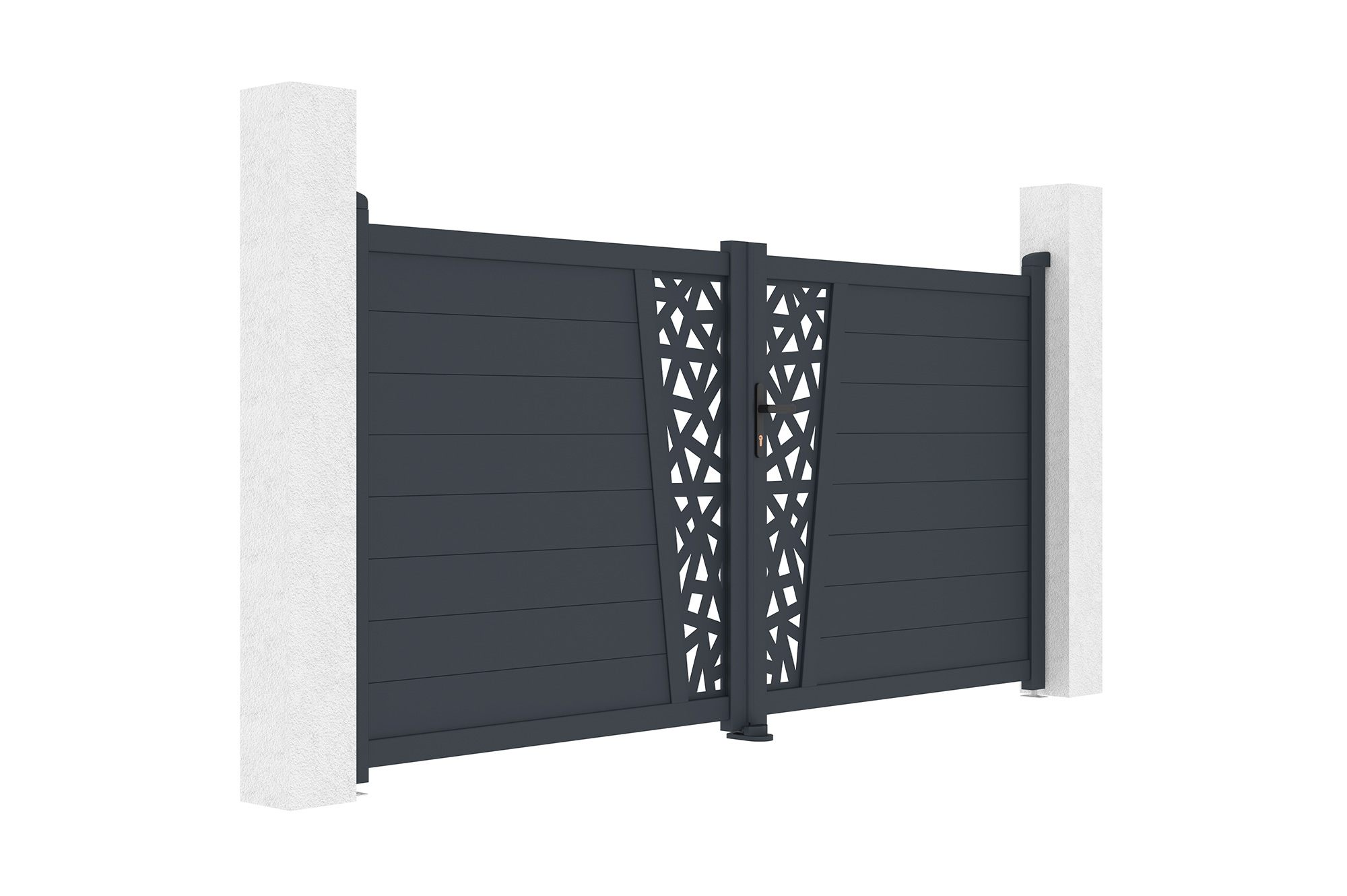 Portão de batente 3m CERVINA RUIVO H.140cm alumínio cinza 3