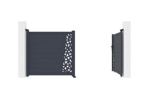 Puerta batiente de 3 m CERVINA RUIVO H.140cm aluminio gris + motor HICKER B200 5