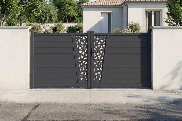 Swing gate 3m CERVINA RUIVO H.140cm gray aluminum main image