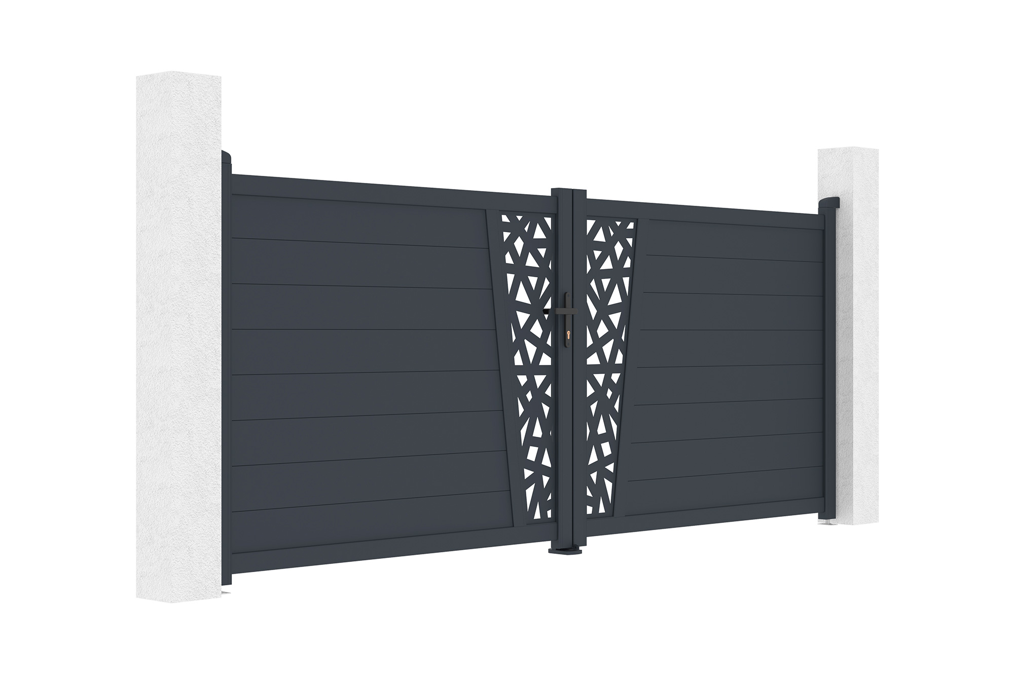 Krídlová brána 3,5 m CERVINA RUIVO V. 140 cm sivý hliník 8