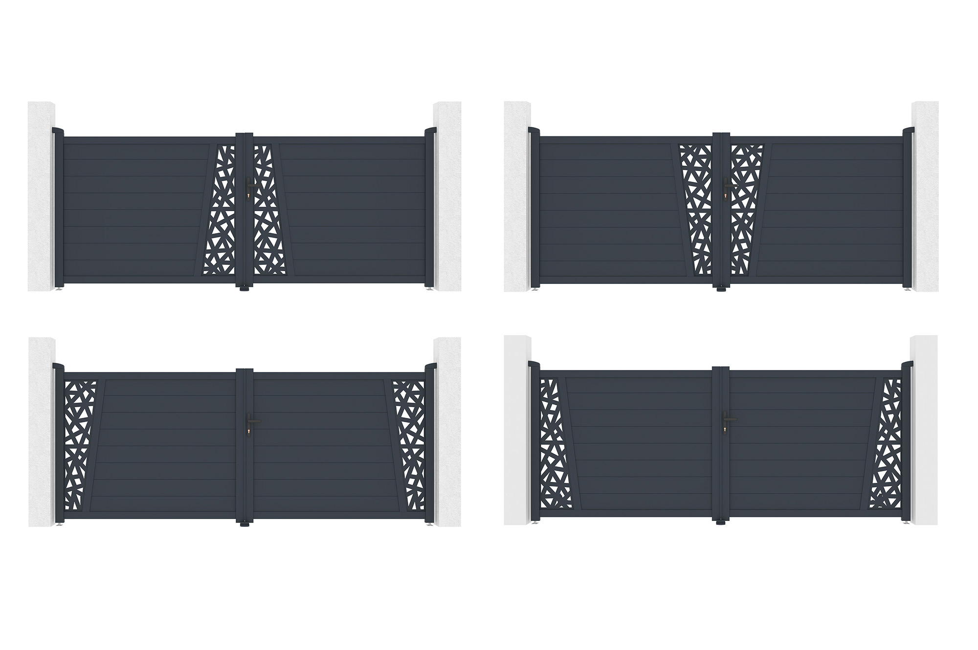 Krídlová brána 3,5 m CERVINA RUIVO V. 140 cm sivý hliník 6