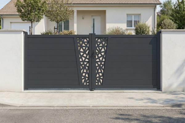 Swing gate 3.5m CERVINA RUIVO H.140cm gray aluminum main image