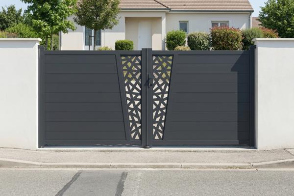 Swing gate 3.5m CERVINA RUIVO H.160cm gray aluminum main image